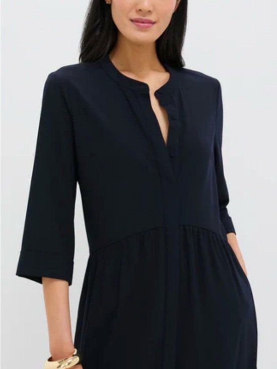 Tuckernuck Tops - Tuckernuck Navy Blue Crepe Royal Shirt Dress NWT Sz L